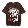 Hellstar Studios Globe Iron Nail Skull High Street Fashion Men's Women's Short Sleeve T-shirt ZILE