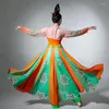 エスニック服の女性伝統的な中国のハンフ衣装レトロフラワー刺繍パフォーマンスドレスシフォンプリンセスフェスティバルフォークダンス