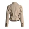 Damespakken SuperAen Blazer Dames lente en herfst 2023 Office Lady Design Khaki Small Top