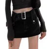 Jupes femmes jupe denim skort zipper mouche mince mini avec ceinture fausses deux pièces hautes taille y2k streetwear faldas mujer 230612