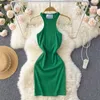 Casual Jurken Halter Mouwloos Effen Basic Bodycon Jurk Koreaanse Mode Sexy Chic Elegante Partij Vestidos Vrouwen Zomer Slanke Y2k