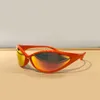 Orange Mirror Shield Wrap Solglasögon Kvinnor Män Sunnies Gafas de Sol Sonnenbrille Shades UV400 Eyewear With Box