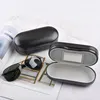 Solglasögonfodral Högkvalitativa multifunktion Double Interlayer Metal Eyewear Case for Kit Holder Box Dual Purpose Leather Reading Glasses Fall 230612