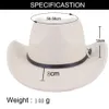 Chapéu de cowboy Fedora de feltro estilo vintage para homens e mulheres Chapéu de cowgirl clássico ocidental Faixa de couro para atividades ao ar livre e festas