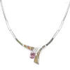 Colliers Pendentifs Eulonvan Collier De Mariage De Fiançailles De Luxe Femmes Long Violet Rose Cubique Zircone Et Blanc Opale Rhodium Plaqué R4062