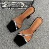 Liyke étrange Style talons hauts chaussures pour femmes 2023 été fête pantoufles mode bout ouvert argent croix bande étroite sandales