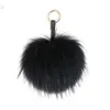 Moelleux vraie fourrure boule bouffée porte-clés artisanat bricolage pompon noir Pom porte-clés royaume-uni femmes sac breloque accessoires cadeau4351140201L