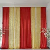 Decoração de festa 2023 3m A X3m L Cortina Branca Cortina de Seda Gelo Vermelho Cenário de Lantejoulas Douradas Aniversário de Casamento