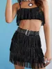 Werkjurken Tweedelige set Zomer omzoomd 2 Dames Crop Top en rok Sexy outfits voor bijpassende sets