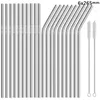 Outils de barre 20 pièces 105 pouces pailles à boire ensemble réutilisable 25cm Super Long 304 acier inoxydable pour Cocktail paille en métal 230612