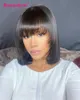 Lace Wigs Straight Bob Perruques de cheveux humains avec Bang Full Machine Made Glueless Wig Brésilien Remy Natural Human Hair Bob Perruques Pour Femme Noire Z0613