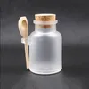 Frosted Abs Bath Salt Shaker Seal Refillerbara maskflaskor med träsked mjuk kork 100 ml 200 ml 300 ml jowks