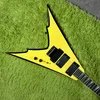 Hot Sale Hoge kwaliteit 6-snarige gele Flying V elektrische gitaar kwaliteitsgarantie