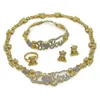 Collier boucles d'oreilles ensemble vente bijoux de mariage coeur couleur or cristal fête perles africaines cadeaux pour les femmes