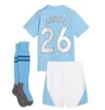 Kids 2023 2024 Kits de futebol Rastreos de futebol Haaland Soccer Jerseys Grealish Sterling Mans Cities Mahrez de Bruyne Foden Kids Fotbal Kit