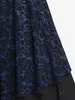 Plus size Dresses ROL Size Vintage Floral Lace Jacquard Buckled Straps Dress With Belt Deep Blue Fashion Party Holiday Vestidos 230612