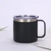 Canecas de café de 12 onças com alça Copo de escritório Stanless Garrafa de água Tumbler Caneca Isolamento térmico Copos de cerveja gelada Utensílios para beber DD