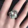 Bagues de cluster CSJ Big Stone 13ct Bague Améthyste Verte Coupe Ovale 13 18 Sterling Argent 925 Pierre Précieuse Naturelle Fine Jewelry Pour Femmes Fille Cadeau