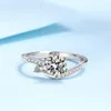 Cluster Ringe 1ct Moissanit Ring für Frauen 925 Sterling Silber Mossanit Diamant Luxus Engagement Modeschmuck
