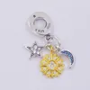 925 sterling silver moon stars sun Pandora Clips Moments Birthstone for fit Charms beads Bracelets Jewelry Andy Jewel