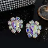 Boucles d'oreilles Freetry mode plein strass fleur pour les femmes brillant géométrique coloré cristal goutte d'eau boucle d'oreille bijoux de fête