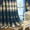 Gordijn Luxe Chenille Koningsblauw Voor Slaapkamer Villa Geborduurde Geïsoleerde Kamer Verduistering Velet Gordijnen Schuifpui Patio Deur