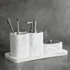 Sets Bathroom Accessories Imitation marble Soap Dispenser Cotton swab box Mouthwash Cup Tumbler and Tray