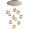 Lampadari Led Art Lampadario Lampada a sospensione Luce moderna Sfera di vetro Illuminazione Scala Loft Starry Living DiningRoom Decor Apparecchio a sospensione