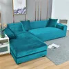 Stol täcker elastisk sammet soffa turkos blå hörntäcke chaise lounge antikatt skrapa för vardagsrum 230613
