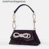 Evening Bags Mini Rhinestone Bow Fashion Handbags For 2022 Women Chic Boutique Shiny Crystal Satin Small Evening Clutch Purse Wedding Party
