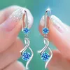 Rose bleu blanc amour coeur femme boucles d'oreilles pour femmes bijoux tendance couleur argent boucle d'oreille de mariage R230613