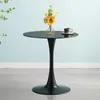 Fashioin Home Furniture Tulip Leisure Coffee Table White Black Round Deinning Desist for Home Office Room Ornament