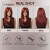 Lace Wigs La Sylphide Red Wig with Bangs Long Straight Good Quality Synthetic Wigs for Women Daily Natural Heat Resistant Hair Z0613