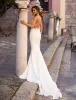 Sexy sirène robe de mariée Spandex sans manches col en V profond plage robes de mariée balayage Train élégant mariage Boho robes de mariée