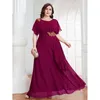 Plus Size Dresses Women Summer Chiffon Round Neck Luxury Dress 4XL5XL Fashion Rose Red Slim Lotus Leaf Hem Evening