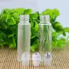 10ml Essential Oil Roll-on Bottles Transparent Frosted Glass Bottle Stainless Steel Roller Balls Silver Cap Roller Bottles Hpmlf