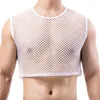 Men's Tank Tops FYXLJJ Mens Sexy Crop See-through Mesh Fitness Top Male Nightclub Wear Fishnet Muscle Net Fabric Hollow Out Vest