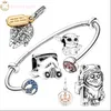 For pandora charms sterling silver beads Dangle War Game Series Star and Moon Pendant DIY fine Bead