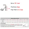 liyke New Fashion Silver Rhinestone Platform Sandals Summer Open Toe Ankle Strap Square High Heels Women Party Wedding Shoes