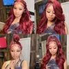 Red Lace Front Human Hair Wig 13x4 Body Wave Lace Front Wig Brazilian Burgundy 99J HD Transparent Lace Frontal Wig