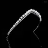 Hair Clips Pearl Cubic Zirconia Tiara Crown Zircon Diadem For Brides Women Birthday Gifts Headpiece Wedding Accessories Bridal Jewelry