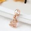 Pour les breloques pandora authentiques perles en argent 925 Rose Gold Crystal Flower Lock Dreamcatcher Bead