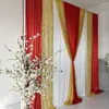 Decoração de festa 2023 3m A X3m L Cortina Branca Cortina de Seda Gelo Vermelho Cenário de Lantejoulas Douradas Aniversário de Casamento