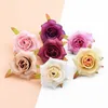 Torkade blommor billiga konstgjorda för hem bröllop dekor tillbehör falska växter vägg diy en mössa silk rosor huvuden