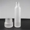 Frosted Glass Jar Cream Flaskor Runt kosmetiska burkar Hand Face Lotion Pump Bottle With Wood Cap Bvhuq