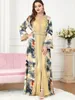 Ethnic Clothing Muslim Set Jalabiya Women Ramadan Abaya Ladies Elegant Print Morocco Kaftan Formal Dress 2 Piece Suit Islamic Long Dresses 230613