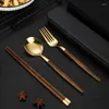 Chopsticks 3/2Pcs Set With Box Portable Spoon Fork Tableware Western Dinnerware Kitchen Accessories Stainless Steel Cutlery