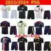 23 24 Tuta da allenamento PSG 2023 2024 PARIGI Tuta da allenamento per abbigliamento sportivo Tuta a maniche corte Maglia da calcio kit uniforme felpa per adulti chandal Maglione set uomo bambini