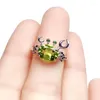 Cluster Rings Natural Real Green Peridot Crab Style Ring 7 9mm 2ct Gemstone 925 Sterling Silver Fine Jewelry per uomo o donna X219299