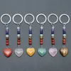 Anahtar Yüzükler 12 PCS Aşk Kalp Taşı 7 Renk Çakra Boncuklar Zincirler Takılar Anahtarlıklar Kristal Anahtarlamalar Kadınlar Erkekler 230612